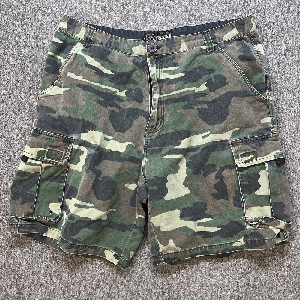 Vtg‎ Coliseum Cargo Shorts Adult 36 Camo Grunge Y2K Baggy Skater American (049)